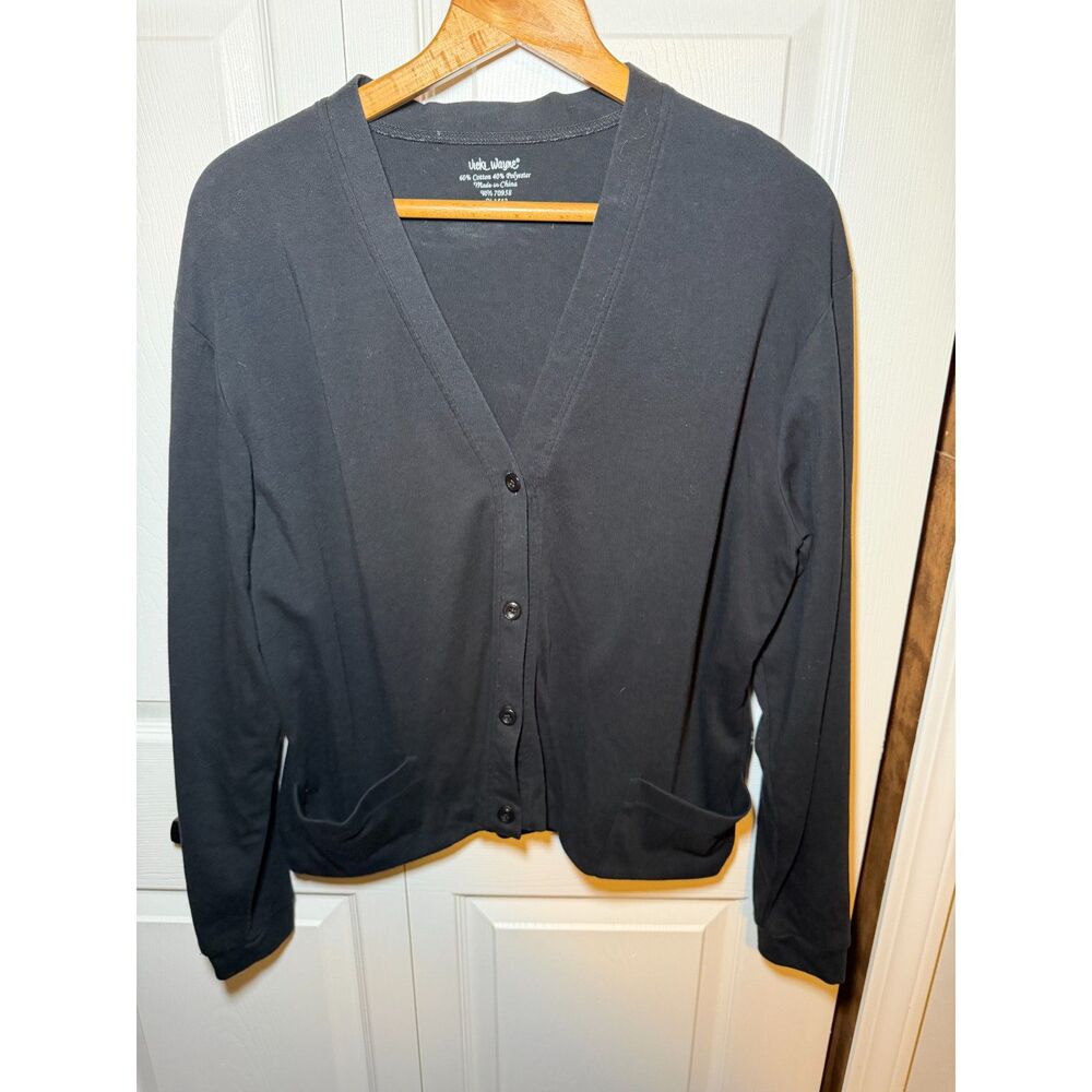 Vicki Wayne Women’s XL Black Cotton Blend Button Front Cardigan 1831